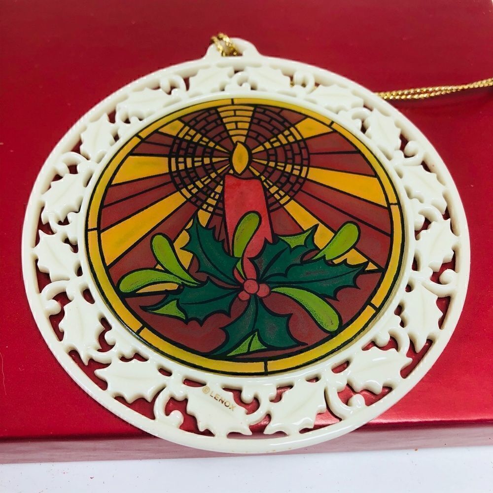 LENOX Stained Glass Candle Christmas Ornament 1999 - Picture 6 of 8